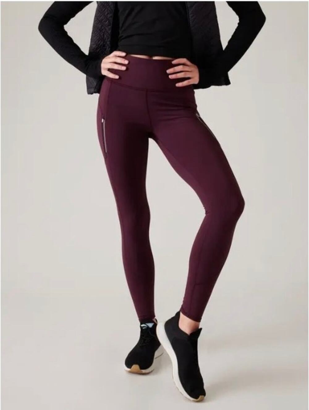 Athleta Burgundy Rainier Leggings, High-Rise,  womens Size Small running sporty